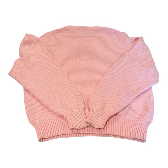 Eddie Bauer Pink Cotton Crewneck sweater full slight bishop sleeves size large - Picture 4 of 10
